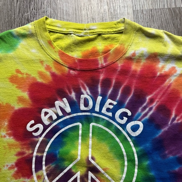 Y2k tie dye San Diego California peace sign t shirt men’s L tourist - Picture 6 of 6